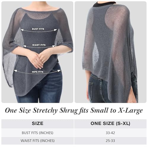 Image of Women Sheer Poncho Shrug Summer Sheer Blouse Top Lightweight Poncho Bolero for Evening Dress