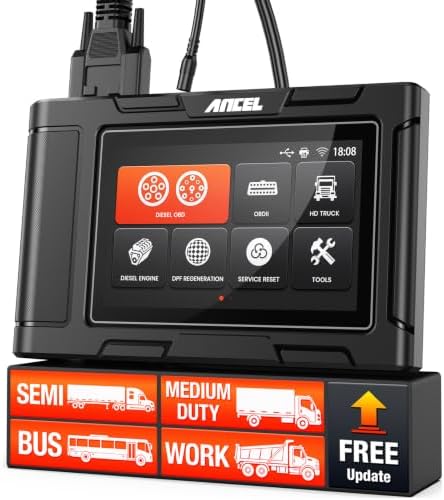 ANCEL HD3400 Heavy Duty Truck Scanner - DPF Regen, Free Lifetime Updates - 98%+ U.S. Truck Compatibility - Diesel Diagnostic Scan Tool for Cummins, Detroit, Caterpillar, Paccar & More - All Systems