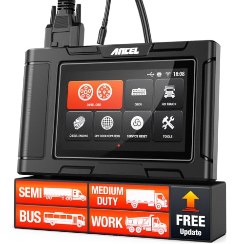 Image of ANCEL HD3400 Pro Heavy Duty Truck Scanner with DPF Regen for Cummins, Paccar, Caterpillar, Detroit, Volvo, Mack and International, Full-System Diesel Scan Tool for 6 /9-Pin HDOBD & OBD2 Vehicles