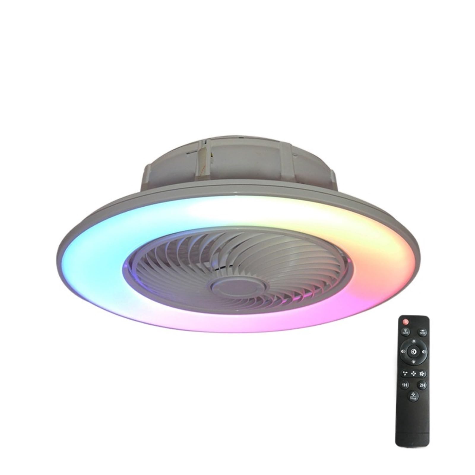 ERETYRET Modern Ceiling Mounted Fan Light Smart Bedroom Restaurant Invisible Simple LED with RGB Dimming Quiet Cooling(B-dimming RGB)