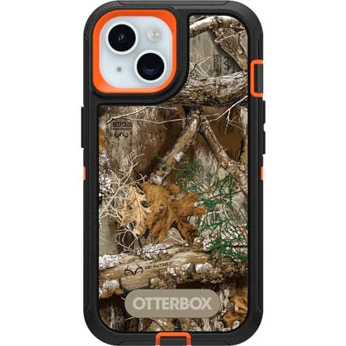 OtterBox Coque Defender Series pour iPhone 15, iPhone 14 et iPhone 13 – Realtree Edge (orange flamboyant/noir/RT Edge), robuste et durable, avec protection...