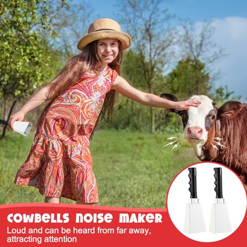 image for Boao 2 Pcs Cowbell 9 Inch with Handle Cheering Bells Noise Makers for 