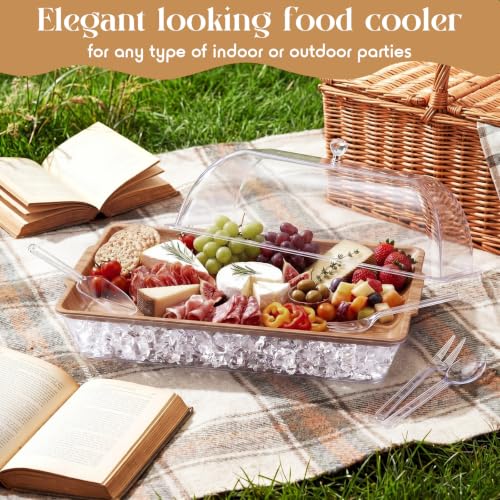 Baderke 16" x 9" Chilled Serving Tray with lids,Natural,1 Set by Baderke - Used condition - Image 7