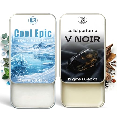 Image of Dr.Mashur Solid Perfume |V Noir&Cool Epic Alcohol Free Wax Perfume Balm, Long Lasting | Pocket Tin 12g, Pack Of 2| Non Greasy Smooth Glide, Travel Friendly Men And Women