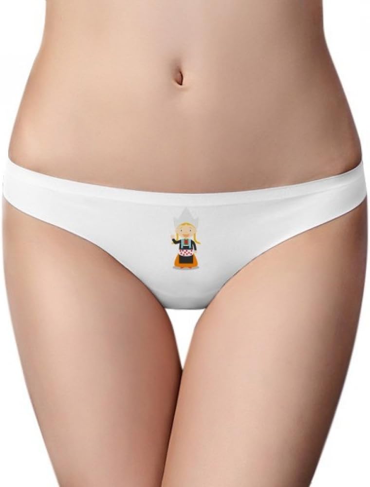 DIYthinker Pigtails Girl Netherlands Cartoon Brief Women G-String Underwear T-Back Breathable Cool Soft Panty