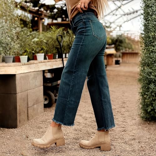 Capri Jeans for Women High Waist Cropped Wide Leg Work Jeans Lightweight Boyfriend Business Denim Capris with Pockets3