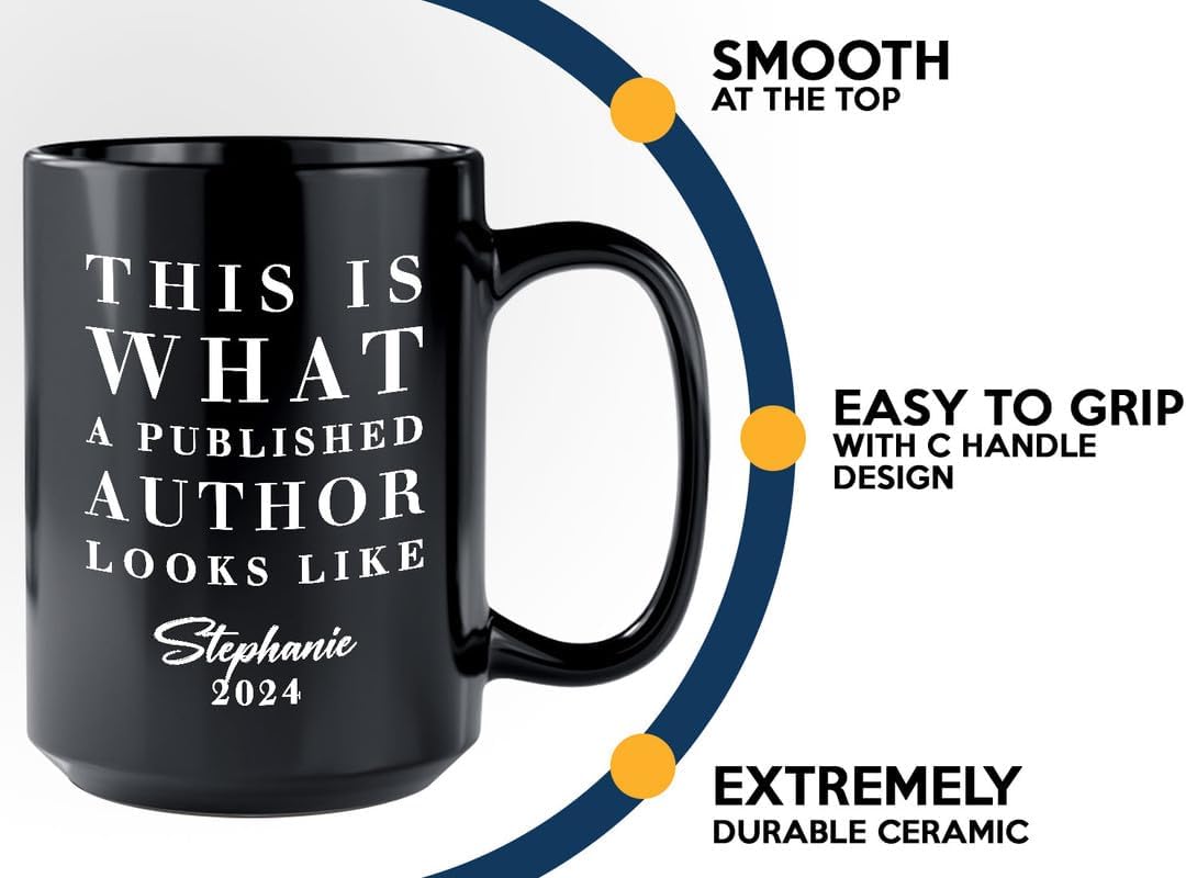 Bubble Hugs Coffee Mug 15oz Black - Personalized Author Mug - Writer Gift