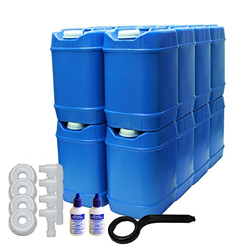 5-Gallon Stackable Water Container kit (20 Total Gallons), 4 Pack, Blue, BPA Free