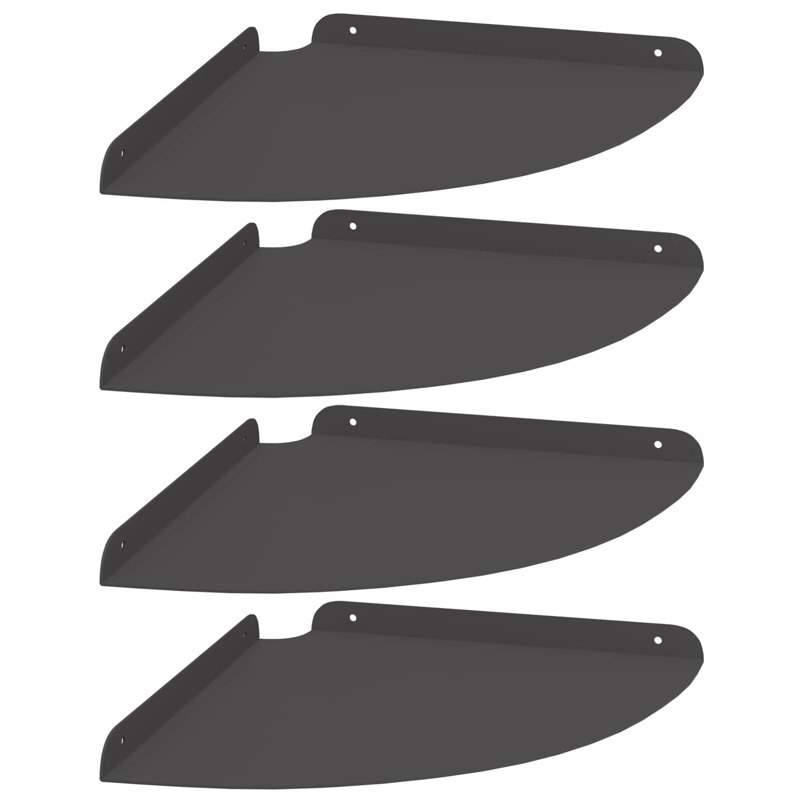 Schwebendes Wandregal 4er Set, Viertelrund Eckregal aus Stahl, Schwarz Matt, 30 x 30 x 2 cm, Platzsparendes Hängeregal für Wohnzimmer, Küche und Bad, Belastbar bis 10 kg