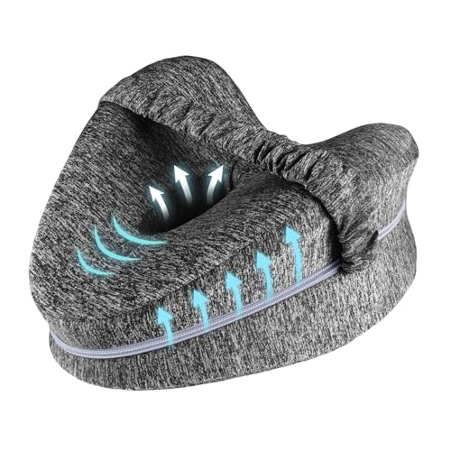 HUAXITRA Knee Pillow for Sleeping on Side Leg Pillow, Memory Foam Pillow for Side Sleepers, Ergonomic Side Sleeping Pillows Pregnancy Bed Leg Cushion Orthopaedic Leg Pillows for Sleeping (Grey)