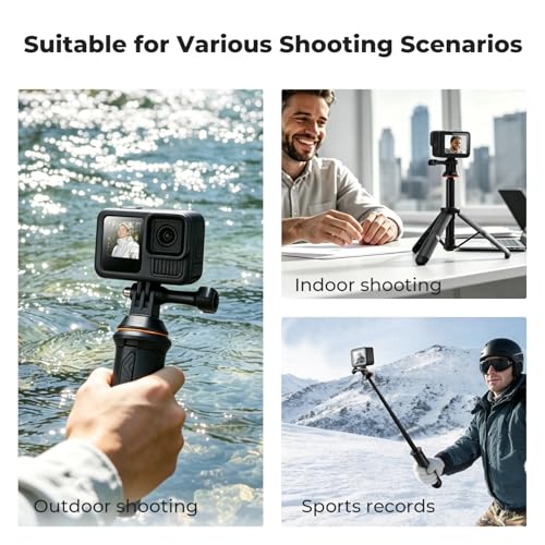 Image of K&F CONCEPT 58.5cm /23inch Portable Adjustable Stand Selfie Stick Tripod | Portable Vlog Handle Grip Action Camera Selfie Stick for GoPro Hero 13 /12 /11 /10 /9 /8 /Max, DJI Osmo Action 6 /5 /4 /3 /2 /1