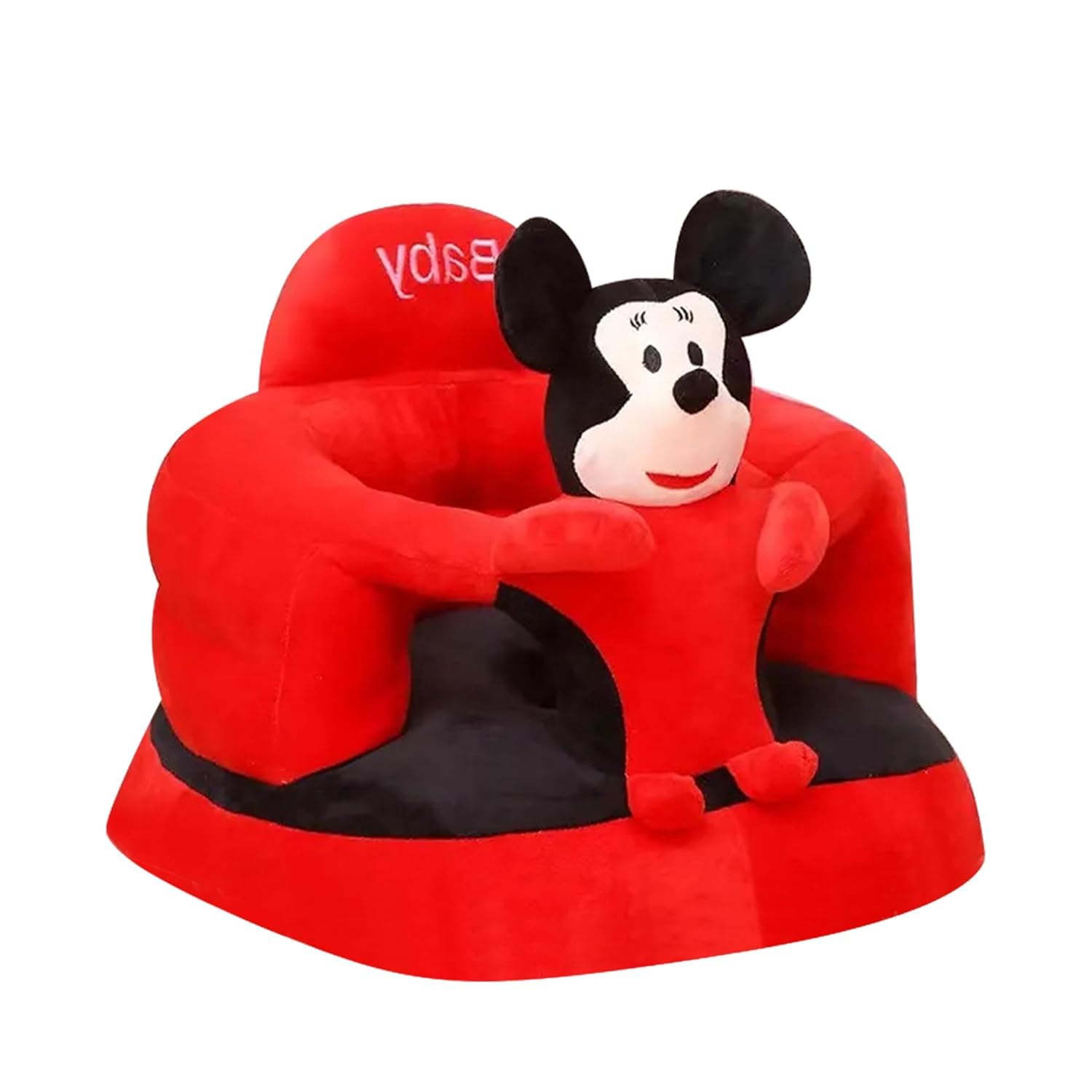 HELLO BABY Cotton Toddlers Training Seat Baby Safety Sofa Dining Chair|Learn To Sit Stool, 3-12 Months (Mickey), Red-image-10