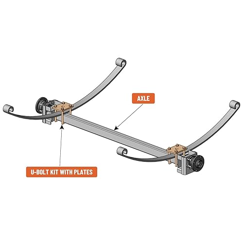Miniatura 3 de Kit de pernos en U para remolque de barco, resortes, pernos en U de 2 pulgadas de ancho, para eje de 2 x 2 - 4 34 pulgadas de largo