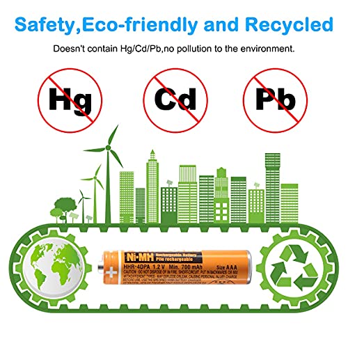 Ni-Mh Aaa Rechargeable Battery 1.2V 700Mah 8-Pack Hhr-4Dpa Aaa Batteries For Panasonic Cordless Phones, Remote Controls, Electronics #TOP5