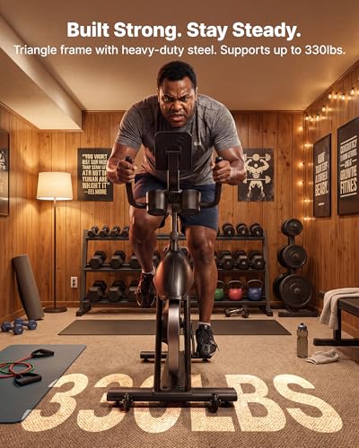 Image of Merach Magnetic Exercise Bike, Low Noise Stationary Bike for Home with Comfortable Seat Cushion, Spinning Bike with 330 lb Weight Capacity, Exclusive App, Tablet Mount and Fitness Courses