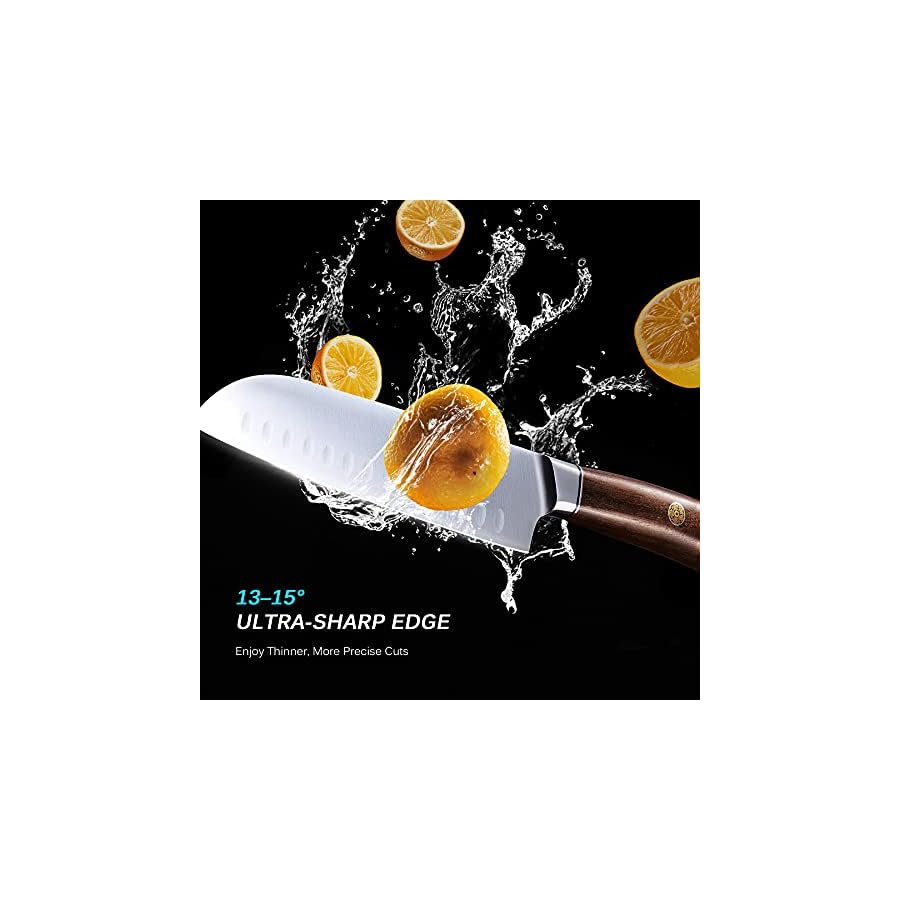 KYOKU 7 Inch Santoku Knife - Daimyo Series - Asian Knife Japanese Chef Knife with Ergonomic Rosewood Handle, & Mosaic Pin - Japanese 440C Stainless Steel Kitchen Knife with Sheath & Case