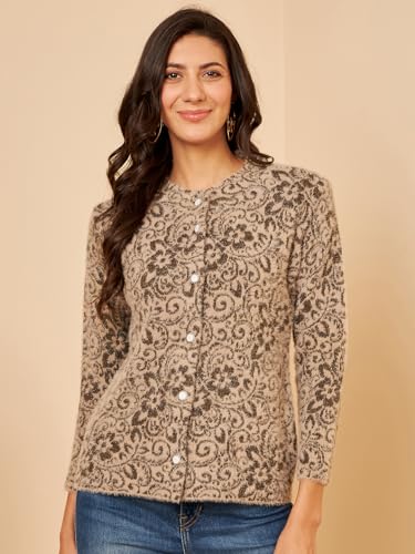 Image of Modeve Women Floral Print Round Neck Sweater for Winter||Winterwear||