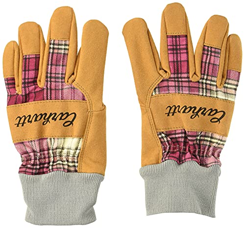 Carhartt Womens Suede Work-Knit Cold Weather Gloves, Wild Rose Plaid, Medium Us #TOP1