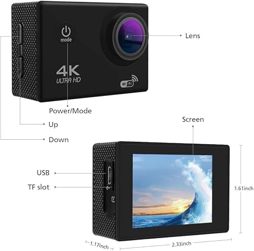 Câmera Filmadora Action Pro 4K Sports Ultra-HD Wi-Fi Control
