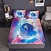 DDD PLUS Astronauta Walk In Space dopasowane prześcieradło z poszewkami na poduszki pojedyncze podwójne król rozmiar Science fiction przestrzeń podróż z planetą wszechświat galaktyka zestaw pościeli 3 szt. (C, królewski: 160 x 200 x 35 cm)