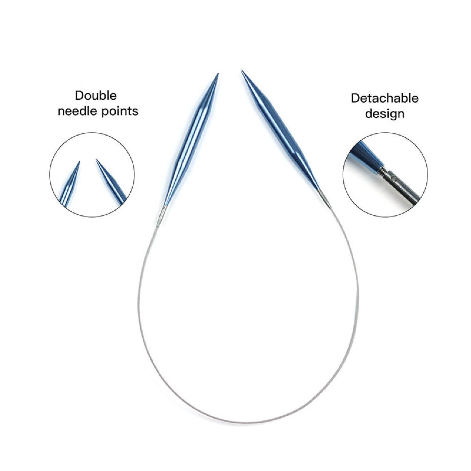 Depisuta Juego de Agujas de Tejer Intercambiables, 13 Pares | 3,0 a 10,0 mm, 4 cables de 40,7 a 100,7 cm, estuche con cremallera, aluminio, acero inoxidable, PU para calcetines, bufandas