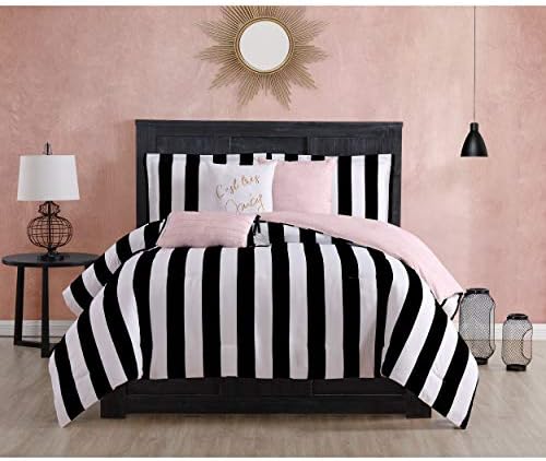 Juicy Couture JYZ010171 Cabana Stripe 6-Piece Reversible Set, King, Canaba Stripe Black