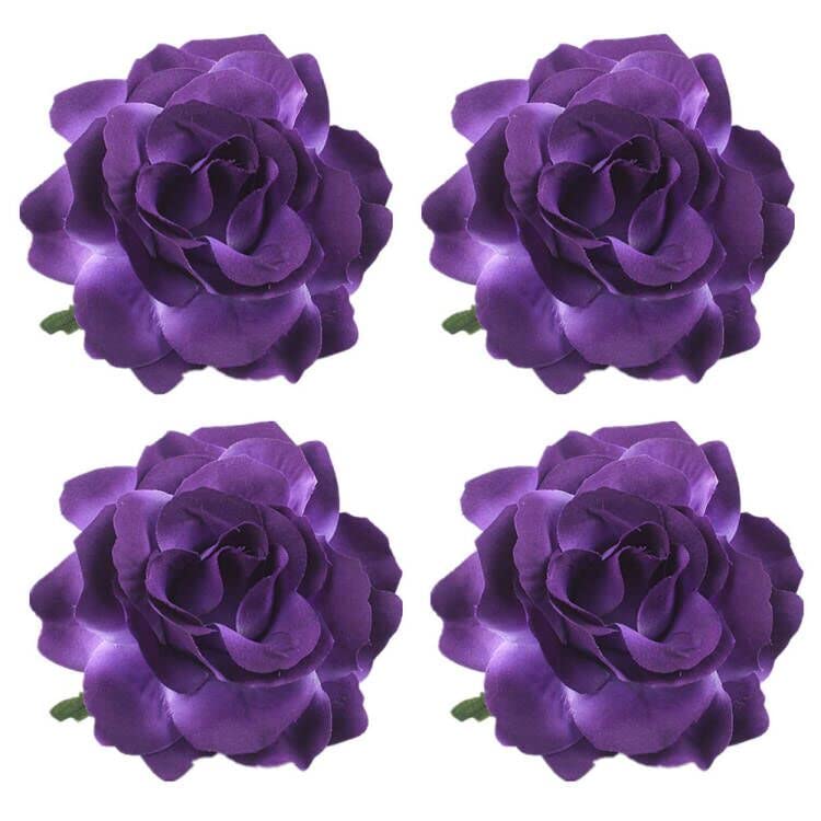 Pinza para el pelo de rosa, broche de rosa, 4 piezas de tela, pinzas para el cabello mexicano, tocados para mujeres, niñas, bodas, fiestas, día de