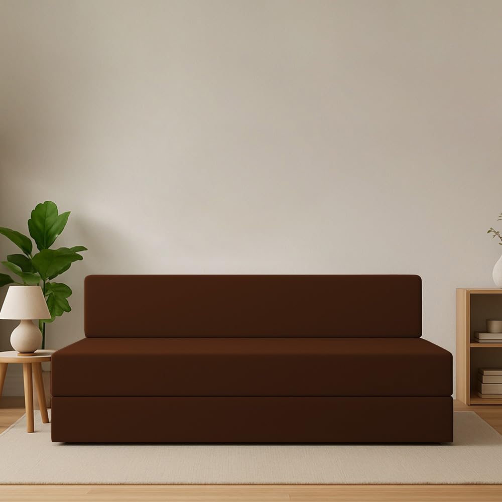 Adorn India Easy Decent 4 Seater Sofa Cum Bed 6x6 (Brown)-image-16