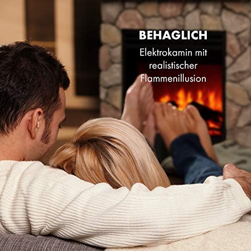 Klarstein Lienz Electric Fire with Flame Effect - Electric Fireplace, Electric Fire Place, 900/1800W, OpenWindow Detection, Dimmable Light, Weekly Timer, Thermostat, Remote, Stone Look, Brown