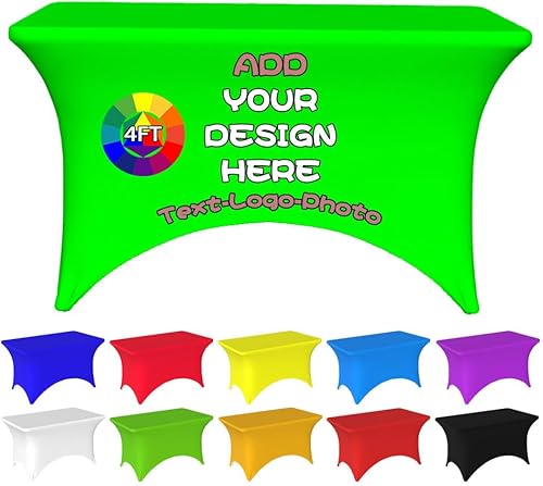 Miniatura 102 de Mantel personalizado con logotipo, texto/foto, mantel de elastano personalizado, rectangular, ajustable, para eventos, elástico, protector de mesa