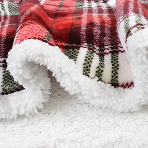 Catalonia Christmas Red Buffalo Plaid Sherpa Throw Blanket, Reversible Super Soft Warm Comfy Fuzzy Snuggle Micro Fleece Plush Holiday Throws For Couch Sofa Cabin Decro #TOP2