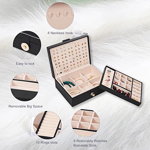 Zumier Jewelry Box Organizer for Women, Earring Organizer Box with PU Leather for Birthday Christmas and Theme Party Gifts-Black by Zumier - Used condition - Image 3