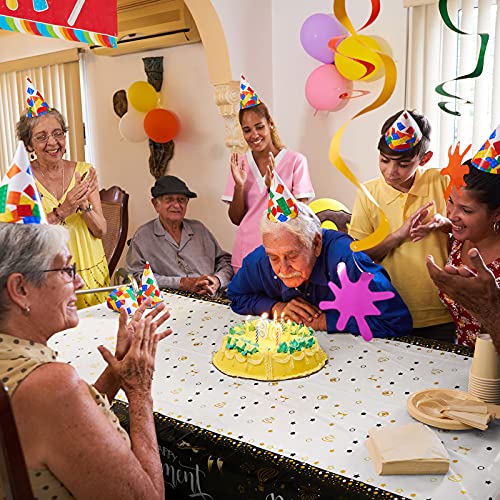 Tatuo TATUO-CBHFTG02 4 Pieces Black And Gold Retirement Tablecloth Disposable Plastic Retirement Table Cover Rectangle Tablecloth thumb #6