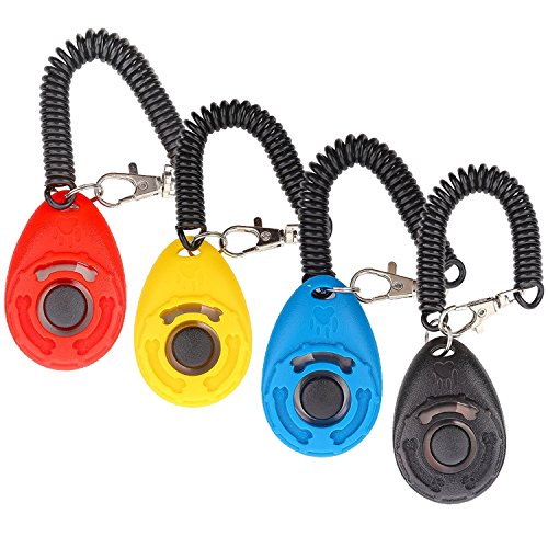 Diyife Honden Klikker [4 stuks, multicolor] voor Huisdieren Gehoorzaamheid en Recall Clicker Training, Huisdieren Trainingstool met Pols Band voor Hond, Kat, Paard