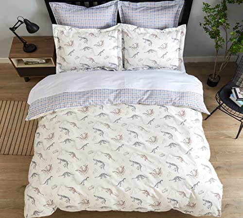 Dauaoto Kids Duvet Cover Twin Size Set, Soft Cotton Bedding Dinosaur Skeleton Fossil Pattern, Teens Boys Duvet Cover 68X86 + 1 Sham, Dino #TOP6