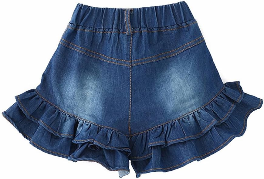 Toddler Baby Girls Denim Shorts Two Layers Ruffles Hem Kids Baby Summer Workout Skirt Shorts - Image 3
