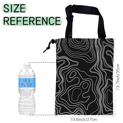Image of Vintage Heights Lines Map Car Garbage Bag,Waterproof Small Car Trash Bag Hanging Back of Seat,Drawstring Hanging Car Trash Bag with Adjustable Buckle for Car Accessories