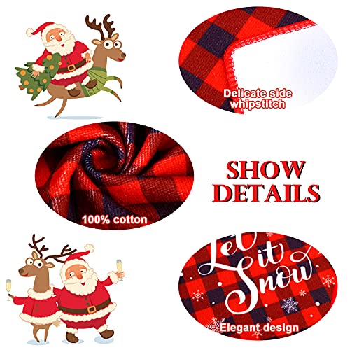 Christmas Dish Towels 4 Pieces 18X 28 Inch Christmas Kitchen Hand Towels Buffalo Plaid Absorbent Soft Christmas Tea Towels Farmhouse Christmas Kitchen Towels Winter Holiday Kitchen Christmas Towels #TOP2