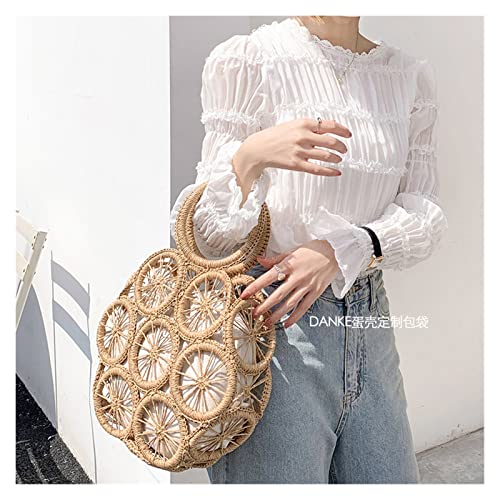 Fashion Hollow Round Straw Bags Woven Women Handbags Summer Beach Shoulder Crossbody Bags For Women Purses3
