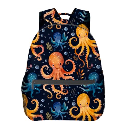Vibrant Octopus Backpack, Travel School Laptop Polyester Colorful Octopus Backpacks for Women Kids, Work Sports Back Pack Casual Daypack, Lightweight Rucksack Gifts for Gym Camping Hiking