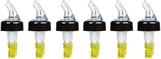 (Pack of 6) Measured Liquor Bottle Pourers, 1.5 oz, Clear Spout Bottle Pourer with Tail and Black Collar, Measured Pour Spouts
