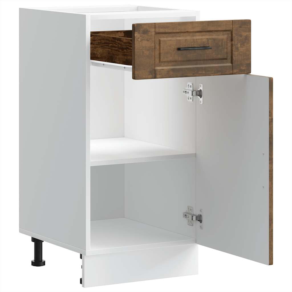 vidaXL Armoire de Cuisine Porto chêne fumé Bois d'ingénierie, Meuble d'évier, Meuble de Cuisine avec tiroir, Meuble de Cuisine à tiroir