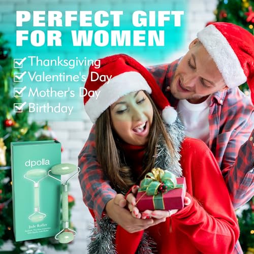 Jade Roller for Face Dpolla Dual-Sided Facial Massager with Small Eye Roller for Reducing Puffy Eyes and Wrinkles, Perfect for Women’s Skin Care Routine - Image 3