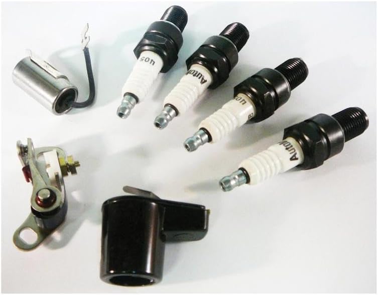 Ignition Tune-Up Kit w/Spark Plugs for Ford '65-up 5000 6600 Tractor & 5500 5550 Loader/Backhoe 4 cyl Gas
