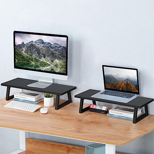 TEAMIX 31.5 inch +24 inch Dual Monitor Riser for Desktop Office Desk Organizers.