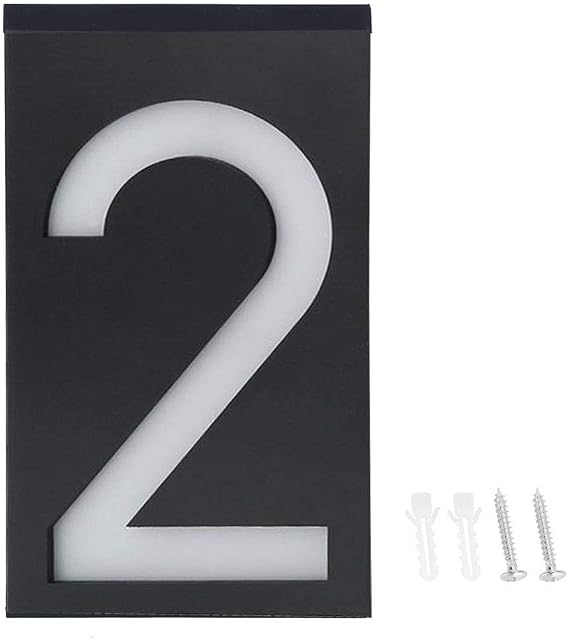 Zewnętrzne oświetlenie solarne LED, znak numeryczny, oświetlenie domu, hotelu, sklepu, oświetlenie drzwi, oświetlenie znakowe, czas świecenia > 8 godzin (numer 2)
