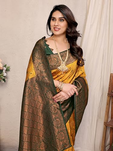 Image of Women's Kanjivaram Soft Silk Banarasi Saree With Blouse Piece | Banarasi Sari For Women | Saree with Blouse piece