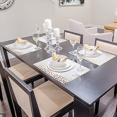 Augisteen 45 Pieces Gold Foil Paper Placemats White And Golden Dots Place Mats Disposable Decorative Paper Table Mats Rectangle Party Place Mats For Birthday Wedding Baby Shower Party Dining Decor thumb #5