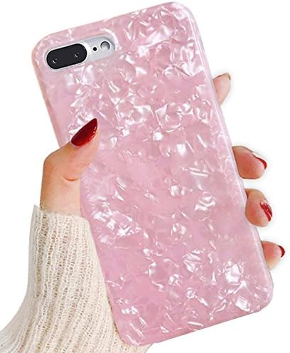 J.west iPhone 8 Plus Case/iPhone 7 Plus Case, Cute Ultra Thin [Tinfoil Series] Macaron Color Bling Lightweight Soft TPU Case Cover for iPhone 7 Plus / 8 Plus (Pink)