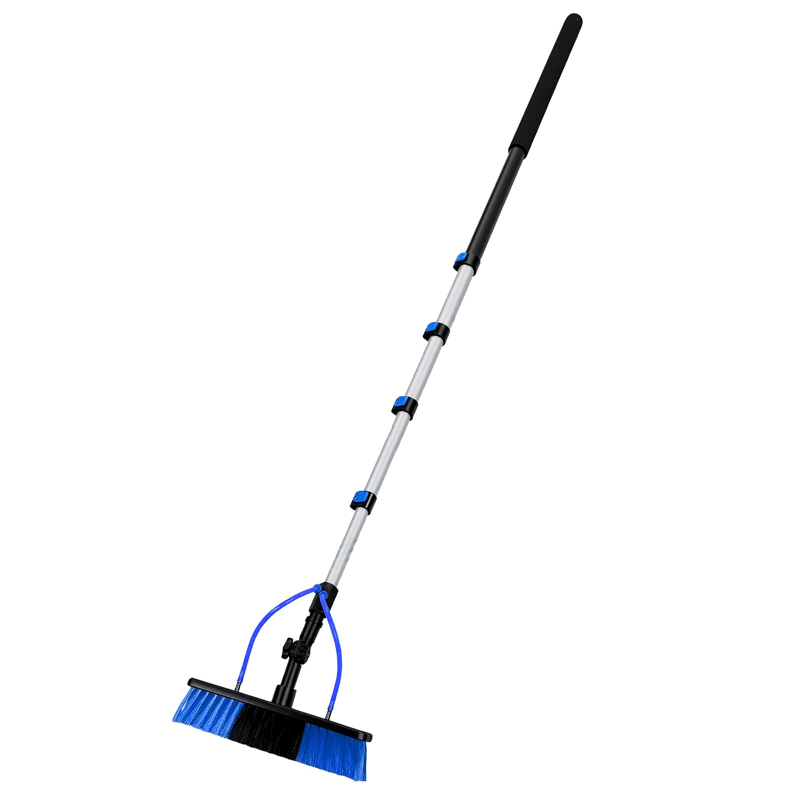 Jeffergarden Kit de Cepillo Extensible para Limpieza de Paneles Solares de 4.5m, Cepillo de Nylon de Alta Densidad y Adaptador de 180°, para Limpieza de Ventanas, Canalones y Techos Altos